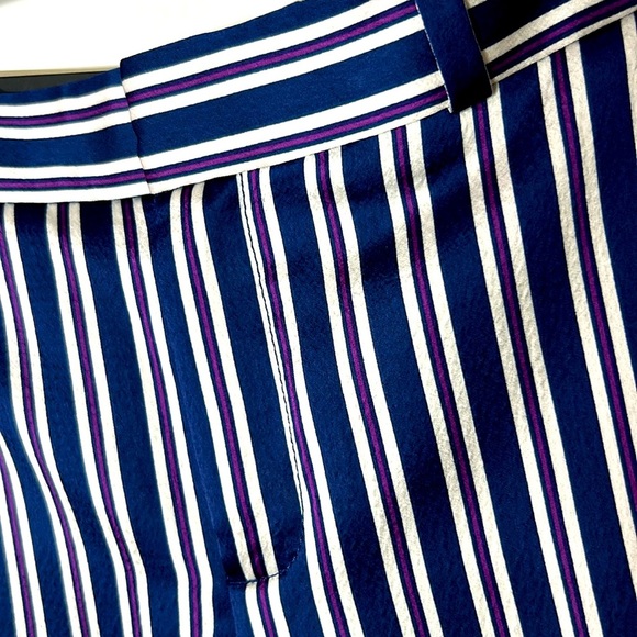 Banana Republic Avery Mid Rise Navy Striped Satin Ankle Length Pants Size 0 NWT‎ - Picture 6 of 14